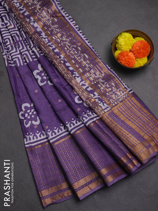 Violet Semi Chanderi Saree - Batik Prints