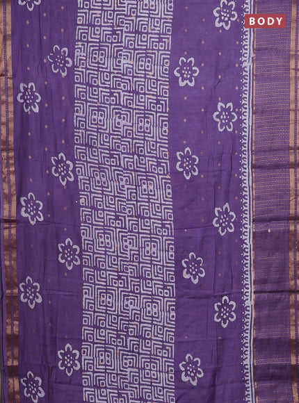 Violet Semi Chanderi Saree - Batik Prints