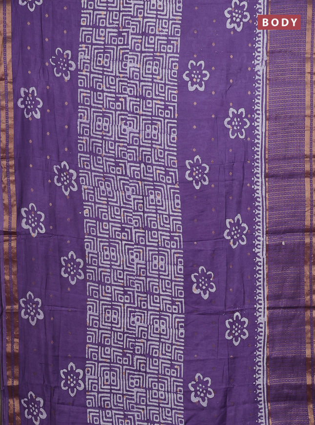 Violet Semi Chanderi Saree - Batik Prints