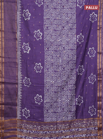 Violet Semi Chanderi Saree - Batik Prints