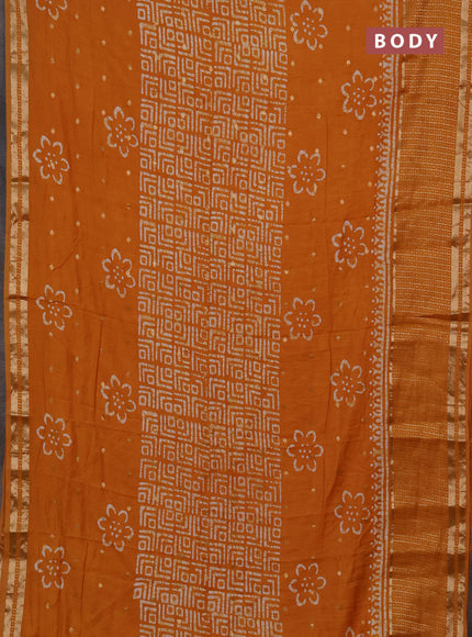 Mustard Yellow Semi Chanderi Saree - Batik Prints