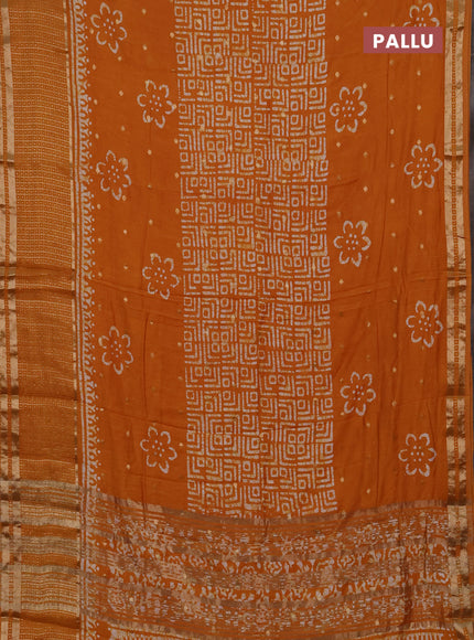 Mustard Yellow Semi Chanderi Saree - Batik Prints