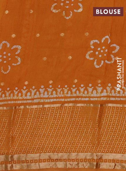 Mustard Yellow Semi Chanderi Saree - Batik Prints