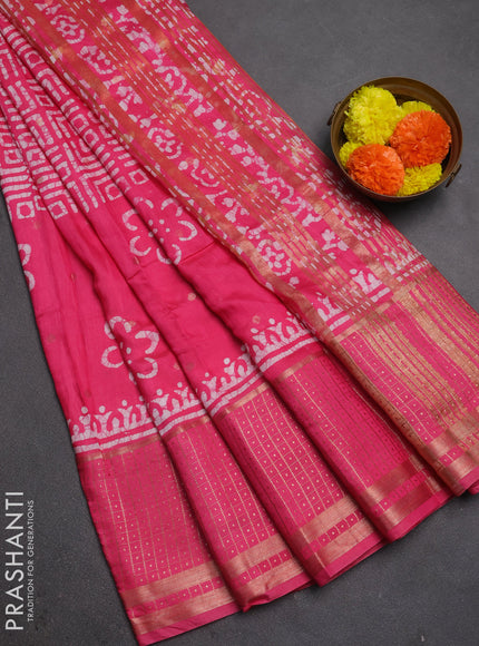 Pink Semi Chanderi Saree - Batik Prints