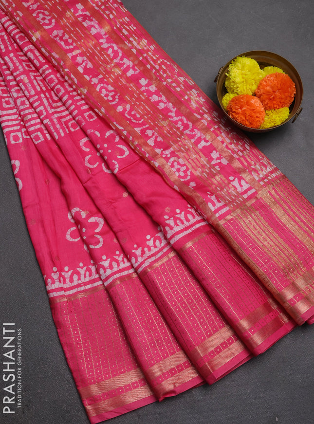 Pink Semi Chanderi Saree - Batik Prints