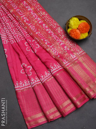 Pink Semi Chanderi Saree - Batik Prints