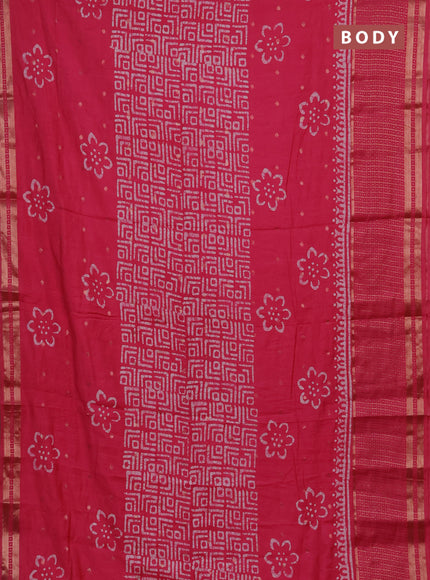 Pink Semi Chanderi Saree - Batik Prints