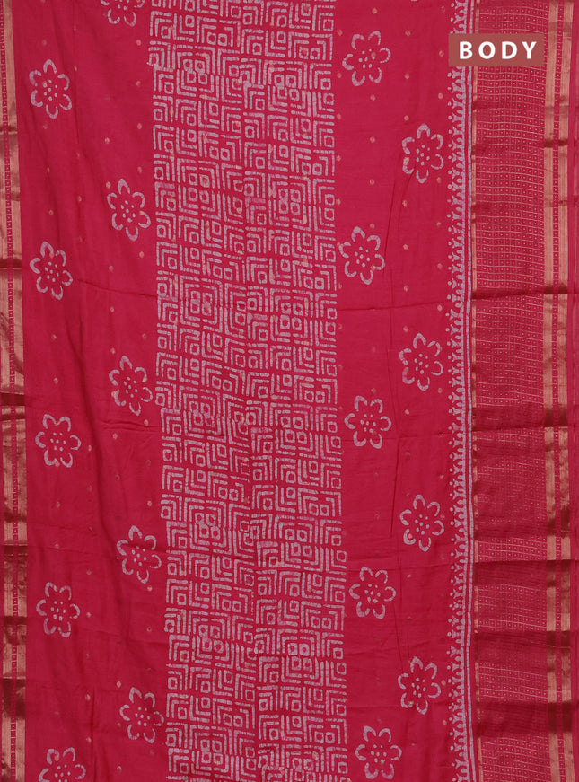 Pink Semi Chanderi Saree - Batik Prints