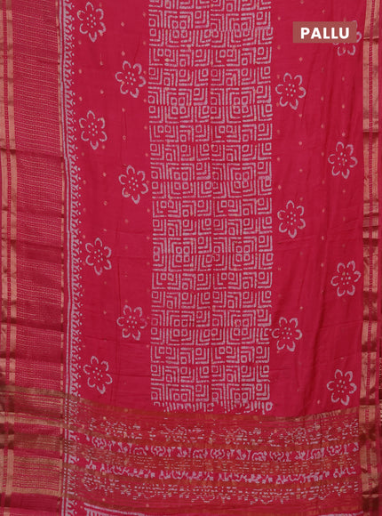 Pink Semi Chanderi Saree - Batik Prints