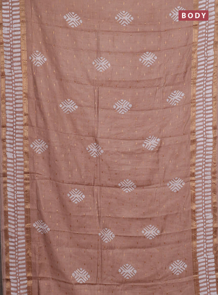 Pastel Brown Semi Chanderi Saree - Batik Prints