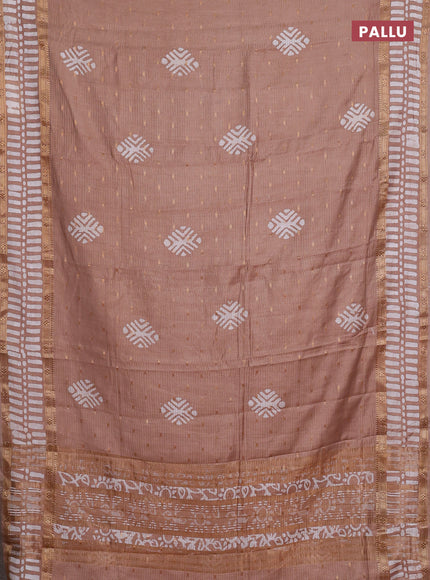 Pastel Brown Semi Chanderi Saree - Batik Prints