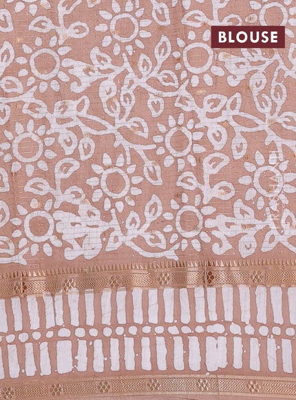 Pastel Brown Semi Chanderi Saree - Batik Prints