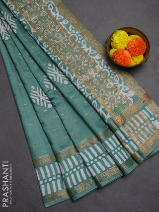 Pastel Green Semi Chanderi Saree - Batik Prints