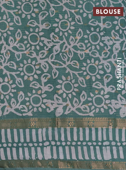 Pastel Green Semi Chanderi Saree - Batik Prints