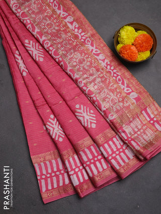 Pink Semi Chanderi Saree - Batik Prints