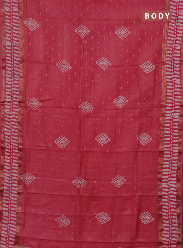 Pink Semi Chanderi Saree - Batik Prints