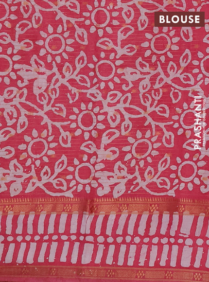 Pink Semi Chanderi Saree - Batik Prints