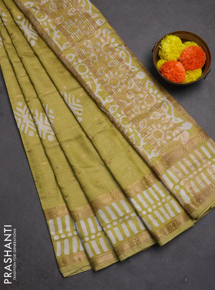 Mehendi Green Semi Chanderi Saree - Batik Prints