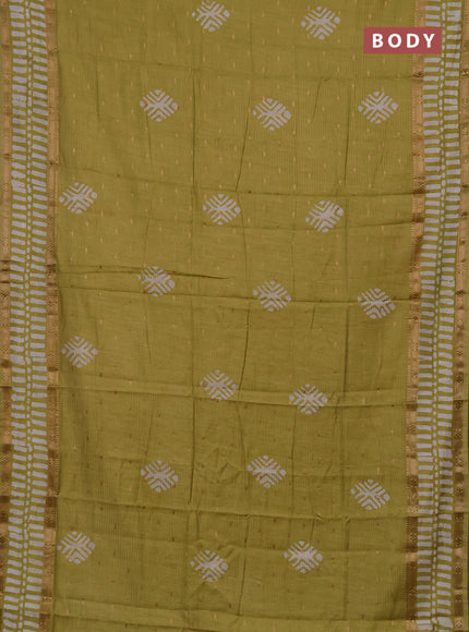 Mehendi Green Semi Chanderi Saree - Batik Prints
