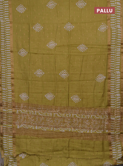 Mehendi Green Semi Chanderi Saree - Batik Prints
