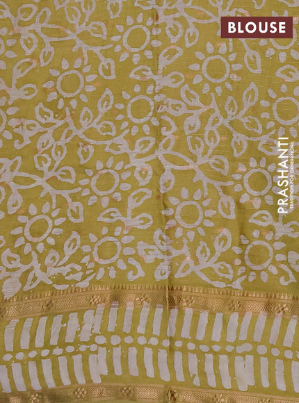 Mehendi Green Semi Chanderi Saree - Batik Prints