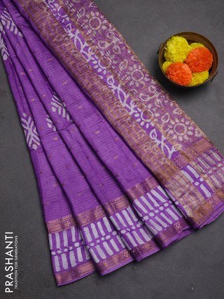 Lavender Semi Chanderi Saree - Batik Prints
