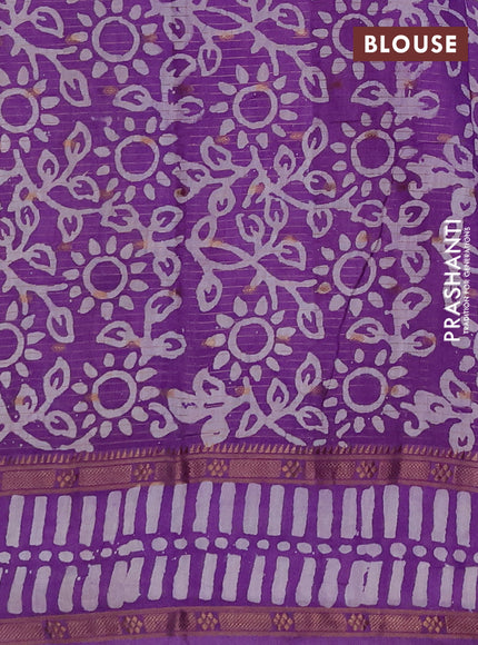 Lavender Semi Chanderi Saree - Batik Prints