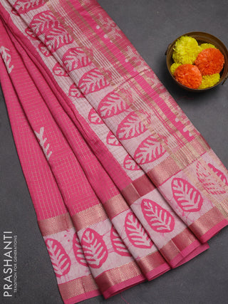 Pink Semi Chanderi Saree - Batik Prints