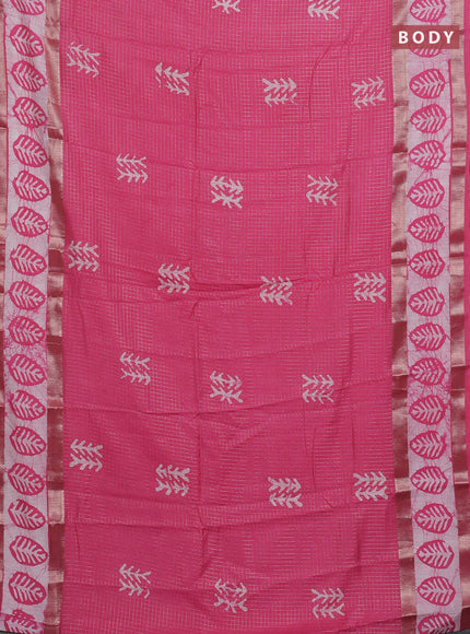 Pink Semi Chanderi Saree - Batik Prints