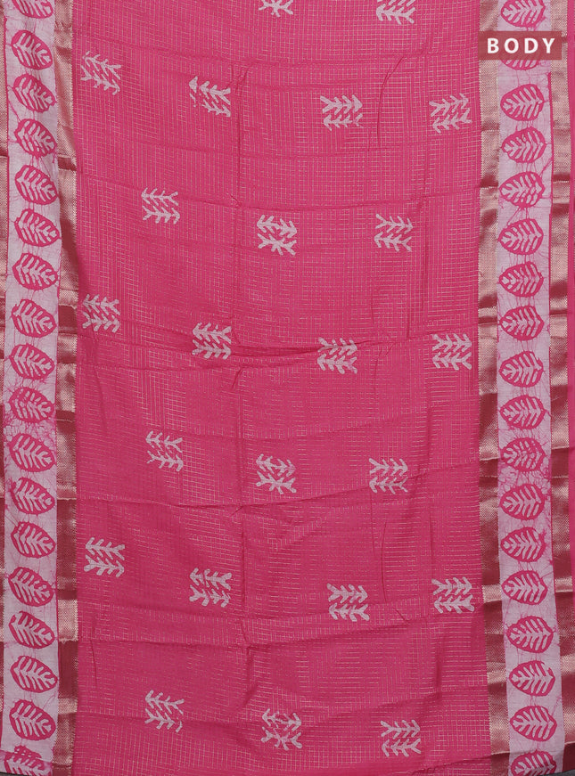 Pink Semi Chanderi Saree - Batik Prints
