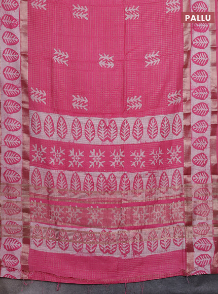 Pink Semi Chanderi Saree - Batik Prints