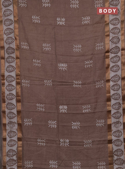 Beige Semi Chanderi Saree - Batik Prints