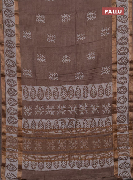 Beige Semi Chanderi Saree - Batik Prints