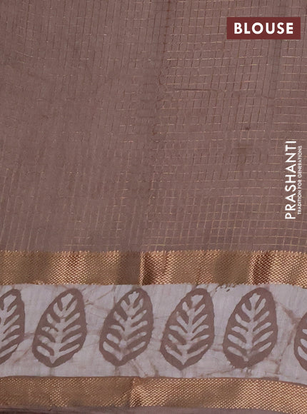 Beige Semi Chanderi Saree - Batik Prints