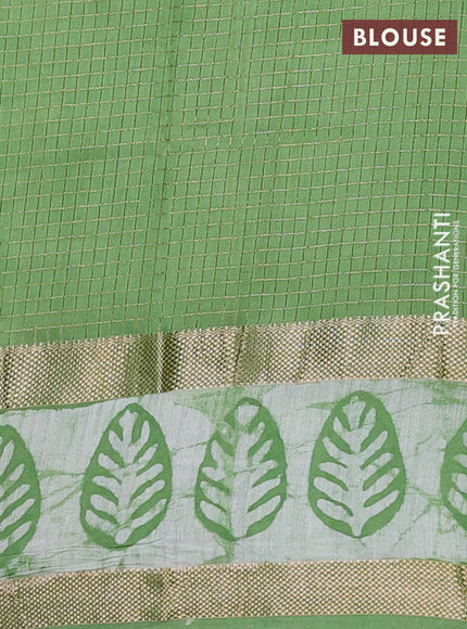 Green Semi Chanderi Saree - Batik Prints