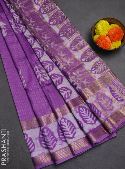 Lavender Semi Chanderi Saree - Batik Prints