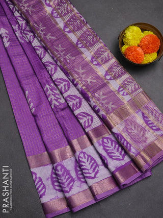 Lavender Semi Chanderi Saree - Batik Prints