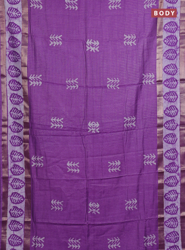 Lavender Semi Chanderi Saree - Batik Prints
