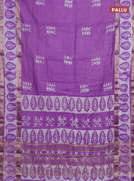 Lavender Semi Chanderi Saree - Batik Prints