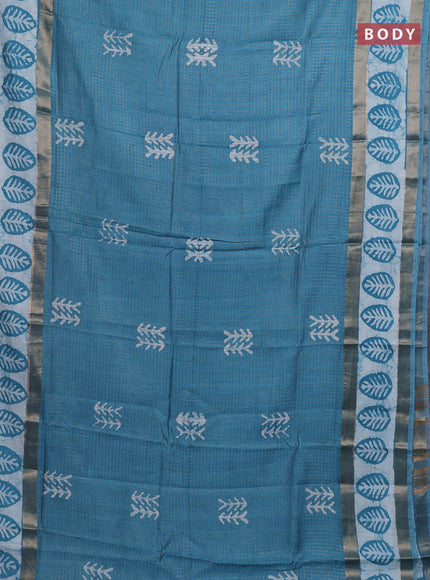 Blue Semi Chanderi Saree - Batik Prints