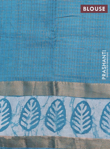 Blue Semi Chanderi Saree - Batik Prints