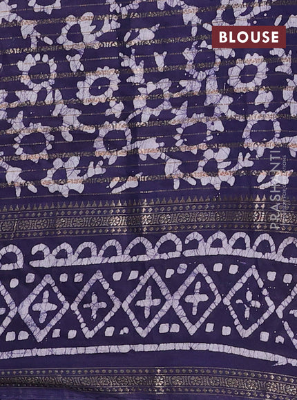 Navy Blue Semi Chanderi Saree - Batik Prints