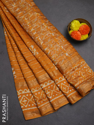 Mustard Yellow Semi Chanderi Saree - Batik Prints