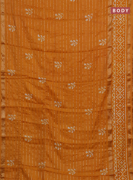 Mustard Yellow Semi Chanderi Saree - Batik Prints