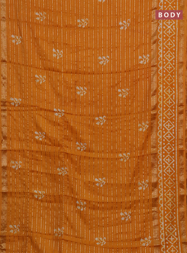 Mustard Yellow Semi Chanderi Saree - Batik Prints