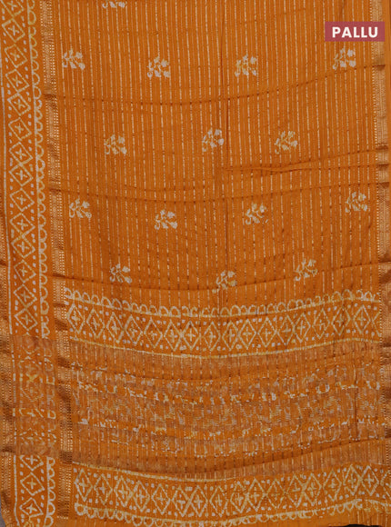 Mustard Yellow Semi Chanderi Saree - Batik Prints
