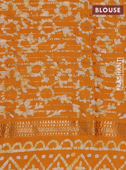 Mustard Yellow Semi Chanderi Saree - Batik Prints