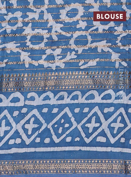Peacock Blue Semi Chanderi Saree - Batik Prints