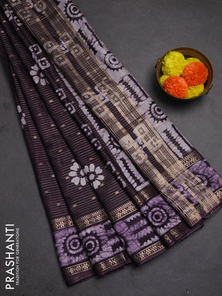 Jamun Semi Chanderi Saree - Batik Prints