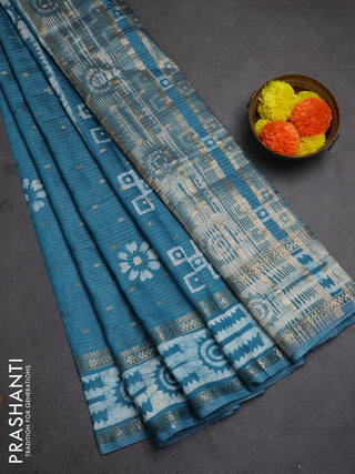 Blue Semi Chanderi Saree - Batik Prints